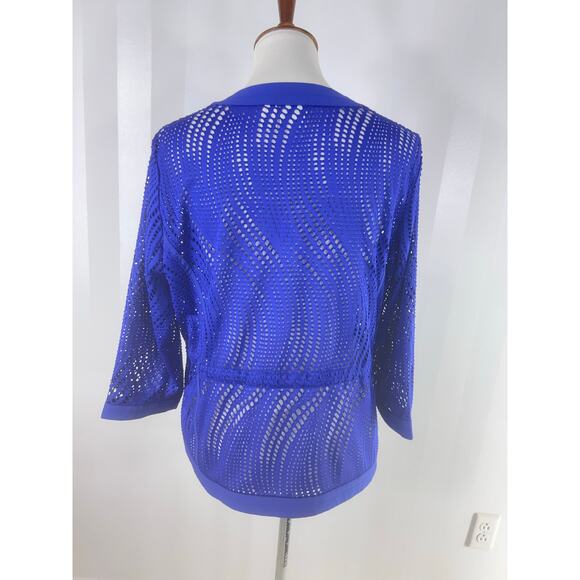 CHICO’S Zenergy Blue Full Front Zippered Open Knit Jacket - Picture 4 of 12